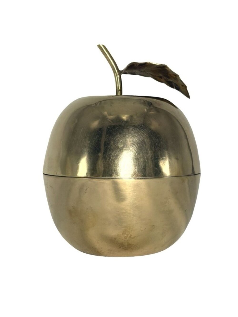 Vintage Brass Apple-Shaped Trinket Box With Removable Lid For Keepsakes